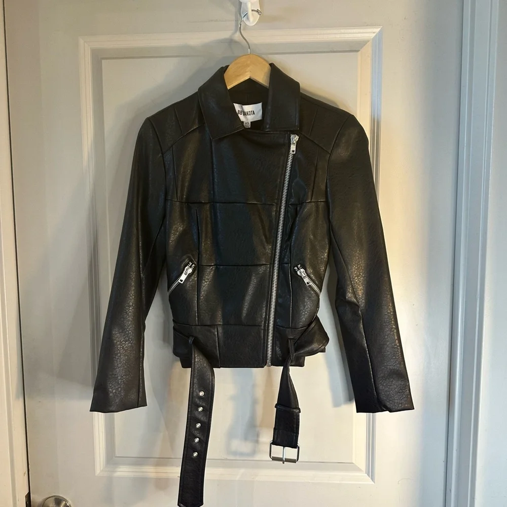 NWT BB Dakota Faux Leather Motor Jacket, size XS
